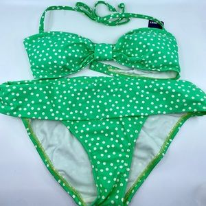 Old Navy swimsuit bikini green with white polka dot New with tags